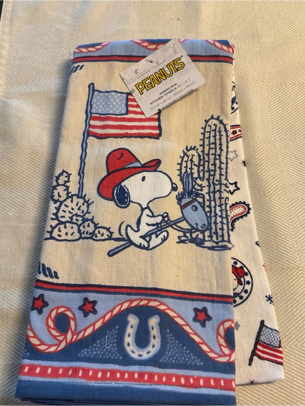 Peanuts Americana Kitchen Towels - Red, White, Blue